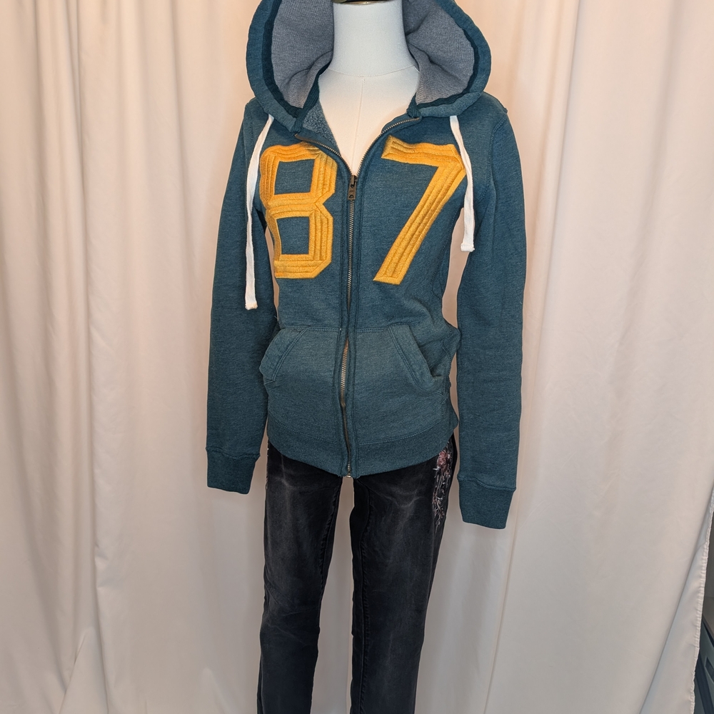 Aeropostale Teal and Yellow Zip-Up - Picture 1 of 4